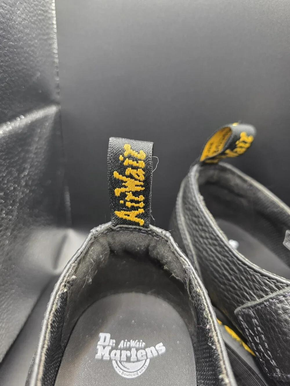 Dr. Martens Black Addina Flower Mary Jane Platform Shoes with Yellow Stitching - Picture 3 of 8